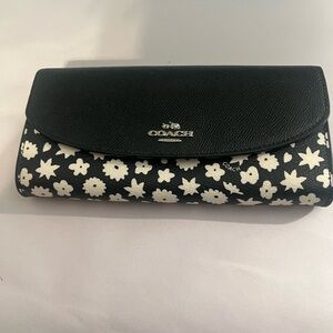 Coach Black and White Floral Wallet